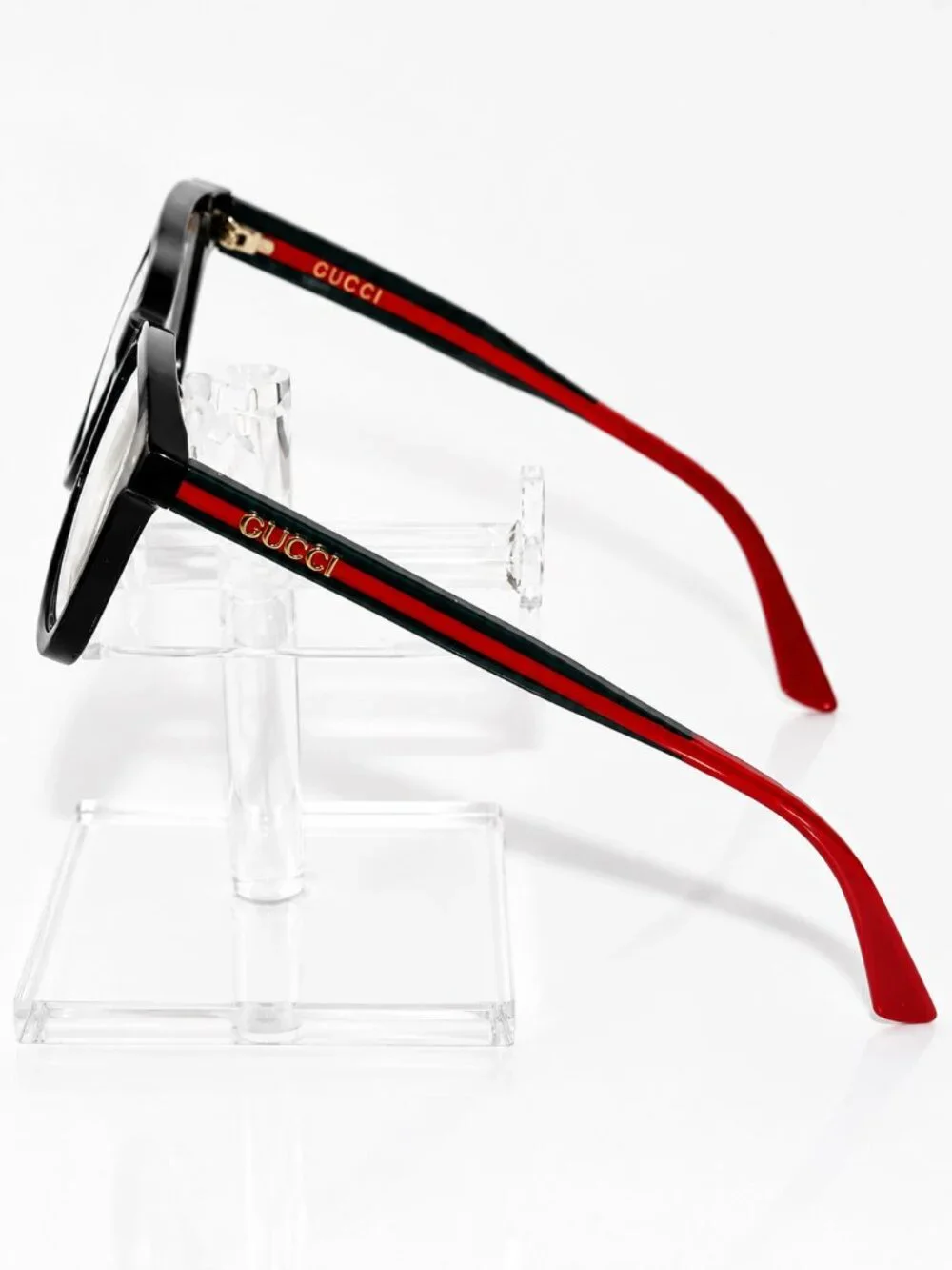 New Gucci Unisex Black & Red Square Eyeglasses 50-17-135 Designer Frames